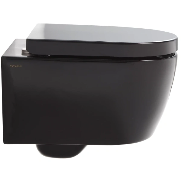 Унитаз подвесной SSWW CT2037black с сиденьем микролифт, черный