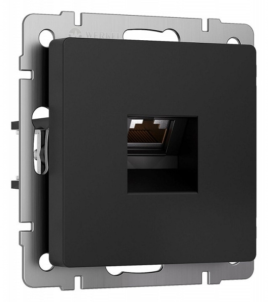 Розетка Ethernet RJ-45 и со шторками без рамки Werkel черный матовый W5120108