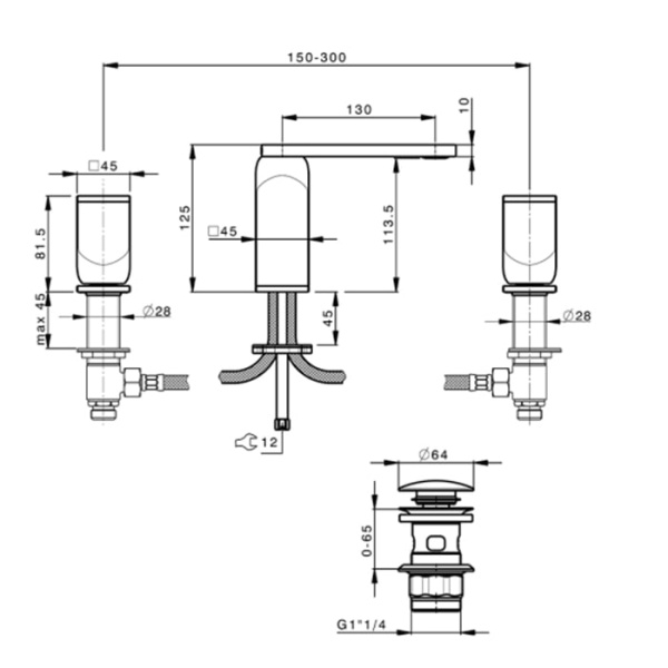 Смеситель для раковины Cisal Hi-Rise RM0010608B золото