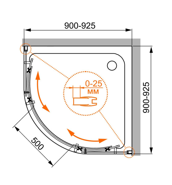 Душевой уголок Cezares STYLUS-M-R-2-100-C-Cr (STYLUS-O-M-R-2-100-C-Cr)