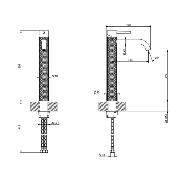 Смеситель для раковины Gessi 316 54106#707 черный матовый