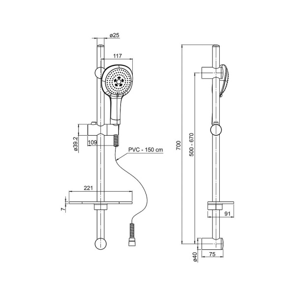 Душевой набор Paini Novara 50CR124/P18