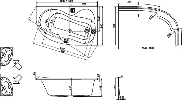 Акриловая ванна Ravak Rosa 95 160x95 C581000000 правая