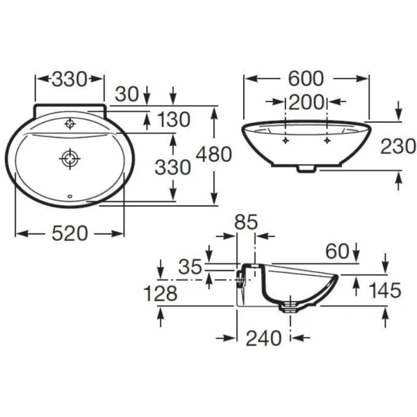 Раковина 60x48 см Roca Fontana 327877000