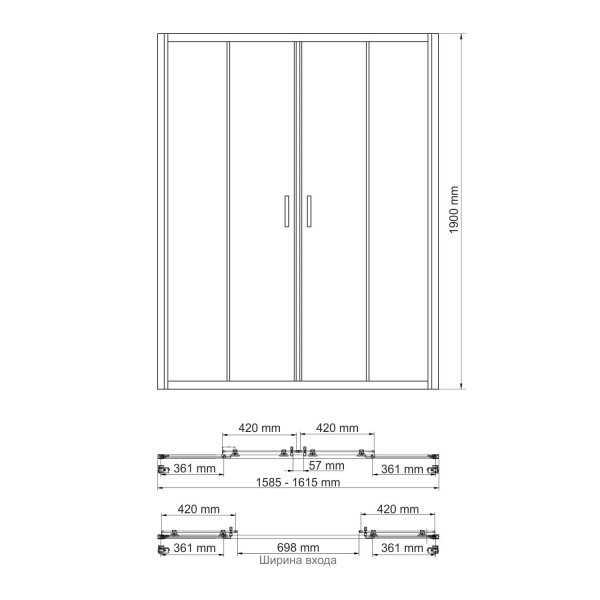 Душевая дверь WasserKRAFT Lippe 160 45S45