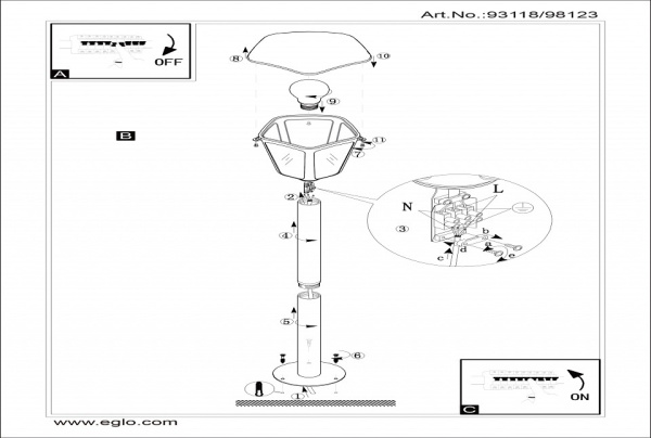 Наземный низкий светильник Eglo Monreale 98123