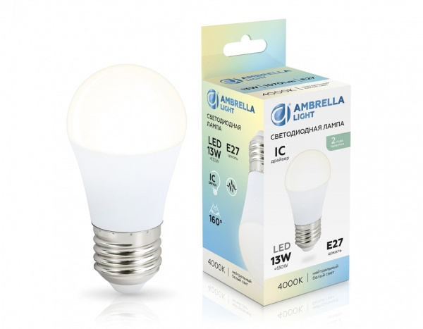 Лампа светодиодная Ambrella Light G45 E27 13Вт 4000K 451304