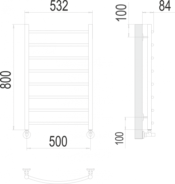 Классик П8 500х800 Полотенцесушитель TERMINUS