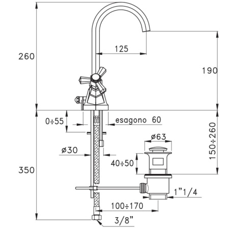 Смеситель для раковины Stella Eccelsa EC 00004 AU00 золото