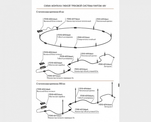 Соединитель гибкий для треков Italline Fantom IT010-4012 black