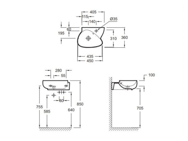 Раковина Jacob Delafon Nouvelle Vague 45 EGK112-00 белый