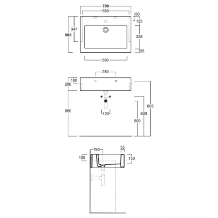 Раковина полувстраиваемая 70x50,5 см Simas Frozen FZ15bi*1
