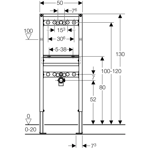 Монтажный элемент для умывальника, H130, настенный смеситель наружного монтажа Geberit Duofix 111.452.00.1