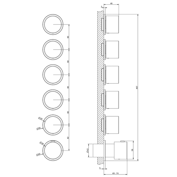 Встраиваемая часть смесителя Gessi Origini 09263#031
