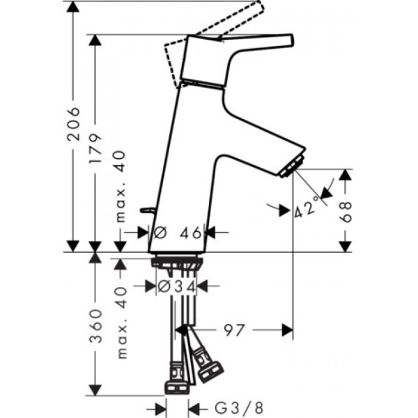 Смеситель для раковины hansgrohe Talis S 80 LowFlow 72015000 3,5 л /мин со сливным гарнитуром хром