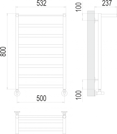 Хендрикс П8 500х800 Полотенцесушитель TERMINUS