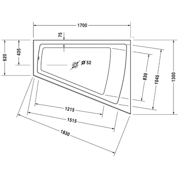 Акриловая ванна 170x130 см R Duravit Paiova 700267000000000