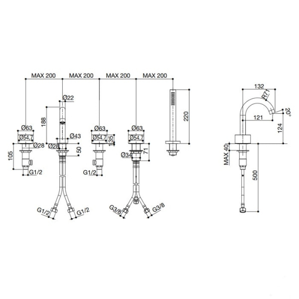 Смеситель для ванны FALPER AQUIFER #A61