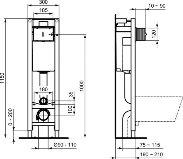 Инсталляция для подвесного унитаза PROSYS ECO FRAME M E233267