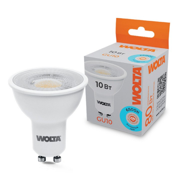 Лампа светодиодная Wolta GU10 10Вт 6500K WSTD-PAR16-220V10W6KGU10-L