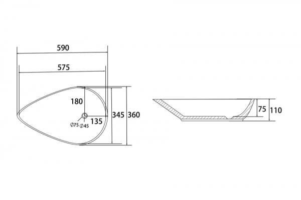 Раковина Abber Bequem 60 AC2117MB черный