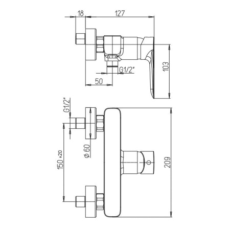 Смеситель для душа Paini Nove 09YO511 черный матовый