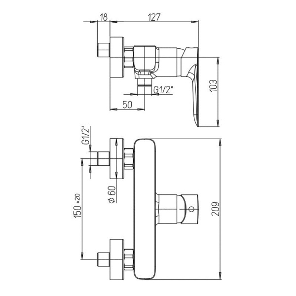 Смеситель для душа Paini Nove 09YO511 черный матовый