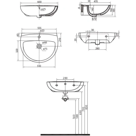 Раковина 60x47 см Kolo Freja L71160000