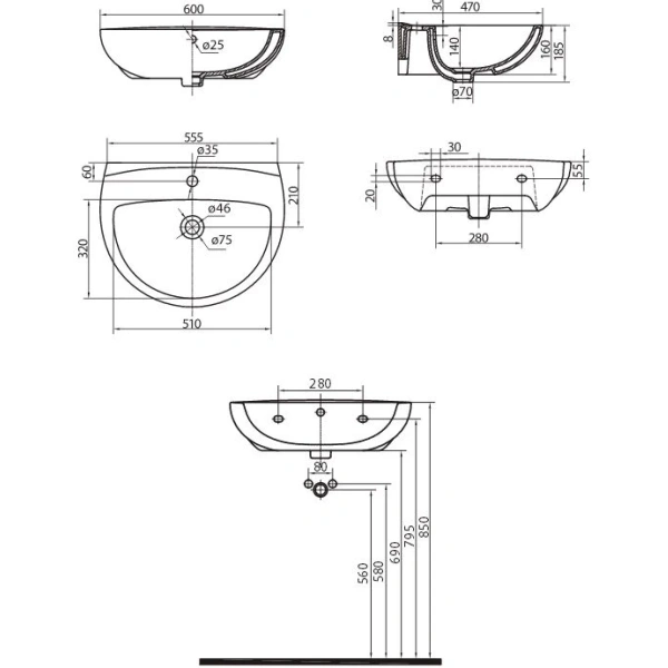 Раковина 60x47 см Kolo Freja L71160000