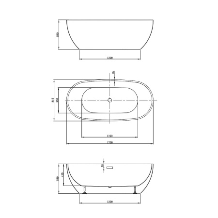 Акриловая ванна Vincea 170x81 VBT-408-1700