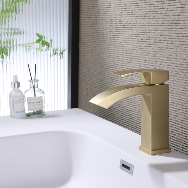 Смеситель для раковины Abber Wasserfall AF8610G золото матовое