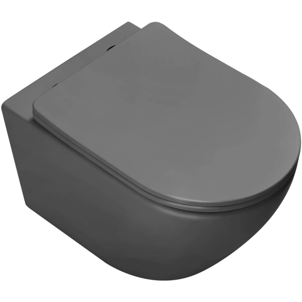Унитаз подвесной Vincea Globo VT1-14TMA безободковый, торнадо, с сиденьем микролифт, антрацит матовый