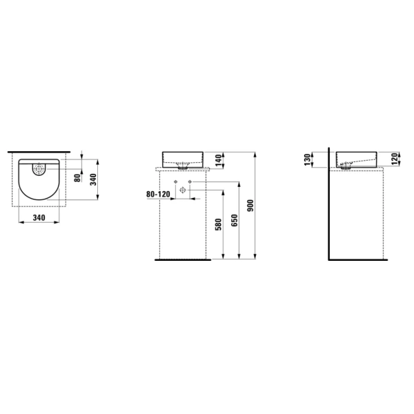 Раковина 34x34 см Laufen Sonar 8.1234.000.0.112.1