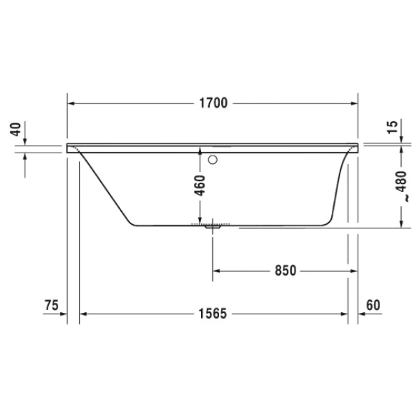 Акриловая ванна 170x70 см L Duravit P3 Comforts 700373000000000