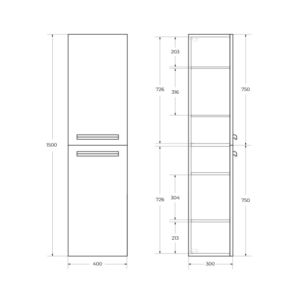 Шкаф подвесной Cezares Eco 40 ECO-1500-2A-SC-BL белый