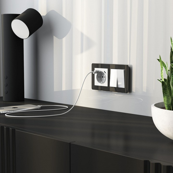 Выключатель проходной двухклавишный без рамки Werkel белый акрил W1122041