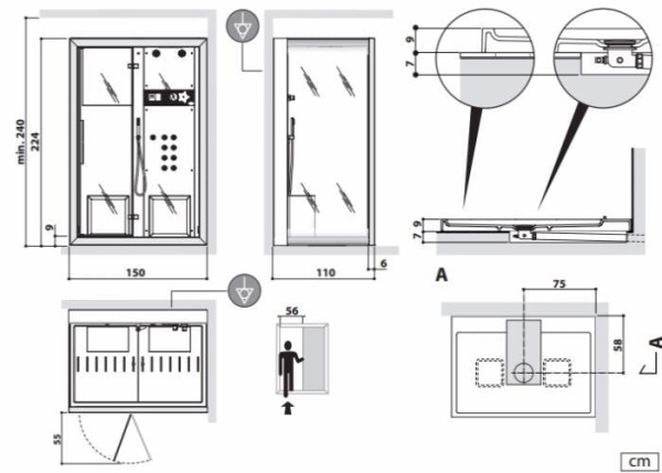 Душевая кабина Jacuzzi Frame 9448-272A