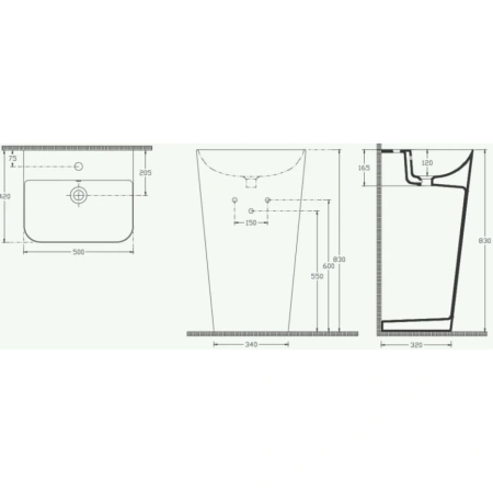 Раковина 50x42 см Isvea Sott Aqua 10SQ37001-2K
