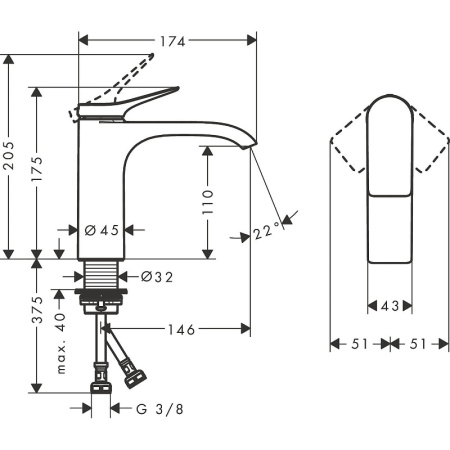 Смеситель для раковины hansgrohe Vivenis 75022000