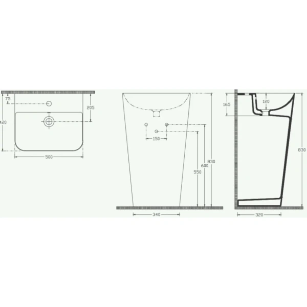 Раковина 50x42 см Isvea Sott Aqua 10SQ37001-2Z