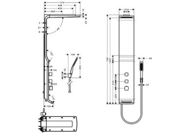 Душевая панель hansgrohe Raindance Lift 27008400