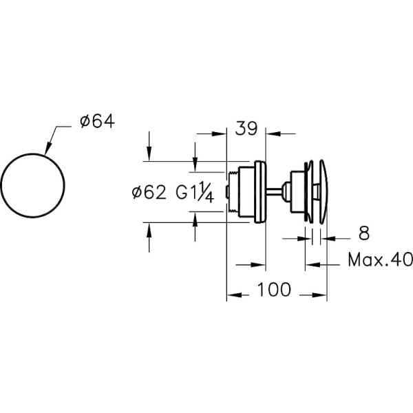 Донный клапан для раковины с переливом Vitra Origin A4514926 нажимной