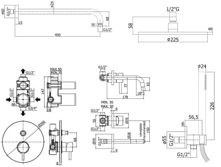 Комплект смесителей Paffoni Light KITLIG015BO006 белый матовый