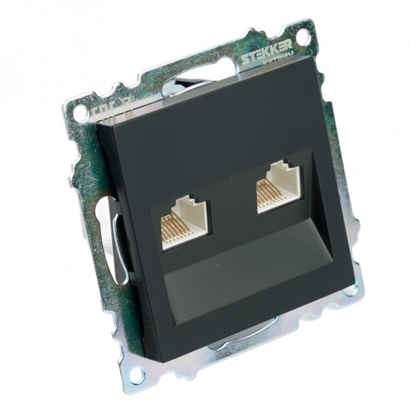 Розетка двойная Ethernet RJ-45 без рамки Stekker Катрин 50007