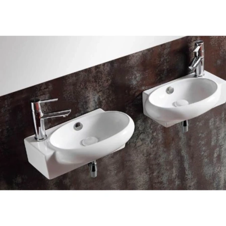Раковина CeramaLux 9100L 43x29 см L, подвесная, белый
