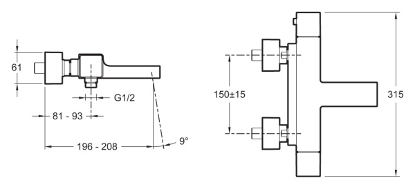 Смеситель для ванны Jacob Delafon STRAYT E9127-CP