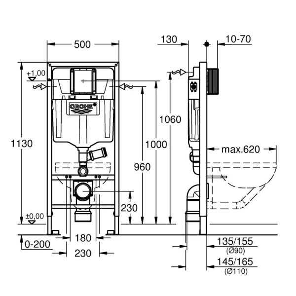Инсталляция для унитаза Grohe Rapid SL 39002000 с функцией устранения запахов
