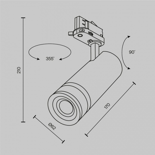 Светильник на штанге Maytoni Technical Фокус Зум TR198-3-20W4K-Z-B