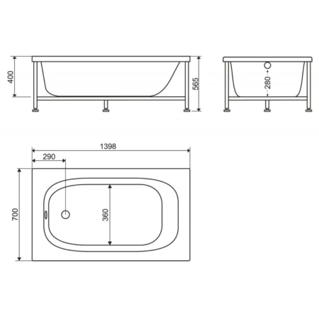 Акриловая ванна 139,8x70 см BelBagno BB101-140-70