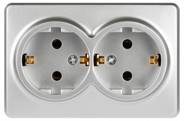 Розетка двойная с заземлением и со шторкой Эра Эра Эксперт 11-2205-03